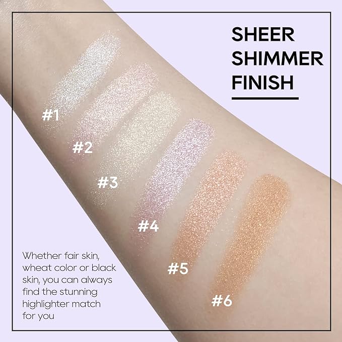 Baked Highlighter Powder Palette, Makeup Highlighter Powder Palette Sheer Shimmering Finish Face Highlighters Makeup Iluminadores de Maquillaje #05 Gold Brown-VivaGrace Women