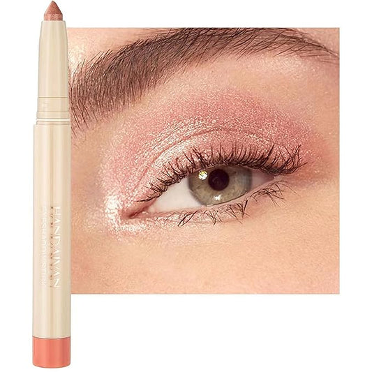 Peach Eyeshadow Stick, Smooth Cream Shimmer Eyeshadow Pencil, Waterproof Long Lasting High Pigmented Hypoallergenic Eye Shadow Highlighter Stick Create Multi-Dimension Eyes Look(20# Peach Shimmer)-VivaGrace Women