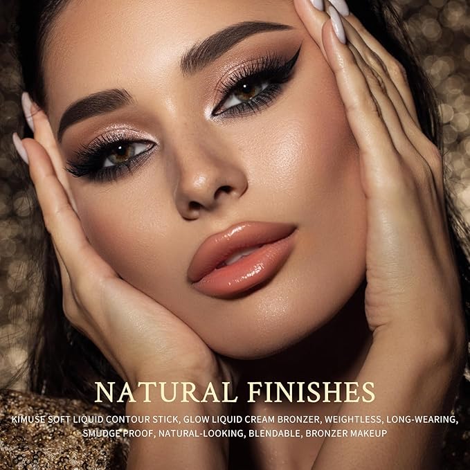 KIMUSE Soft Liquid Contour Stick, Glow Liquid Cream Bronzer, Weightless, Long-Wearing, Smudge Proof, Natural-Looking, Blendable, Bronzer Makeup-VivaGrace Women
