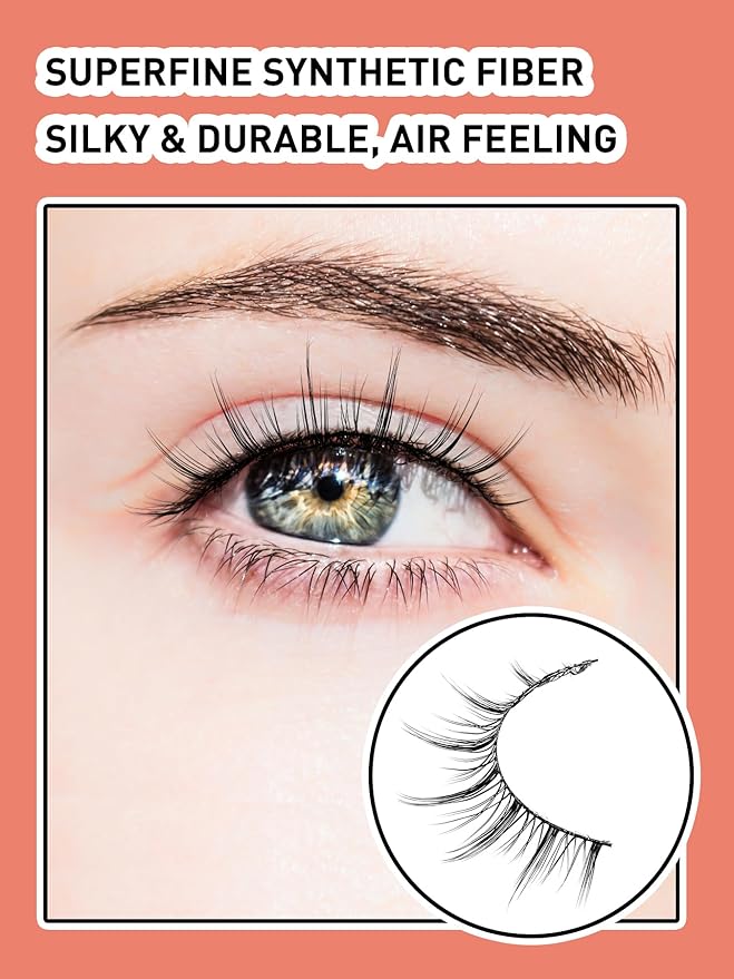 Manga Lashes Natural False Eyelashes 10MM Short Anime Lashes Thin Band Korean Lashes 3D Volume Strip Lashes Wispy Manhua Eyelashes 7 Pair Asian Lashes Siligli-VivaGrace Women