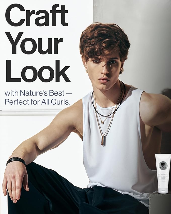 Avenue Man Curl Defining Cream - Improved Formula - Natural & Flexible Hold with Herbal Extracts for All Hair Types - Paraben Free & Sulfate Free-VivaGrace Women