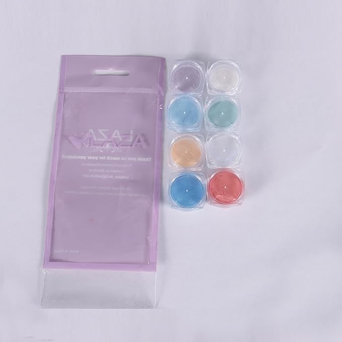 Laza Mermaid Pearl Chrome Nail Powder, 8 Colors Metallic Mirror Effect Pigment, Iridescent Aurora Nail Glitter Dust Kit for Gel Nail Art Decoration, Resin Craft, Gifts - Sweet Candy-VivaGrace Women