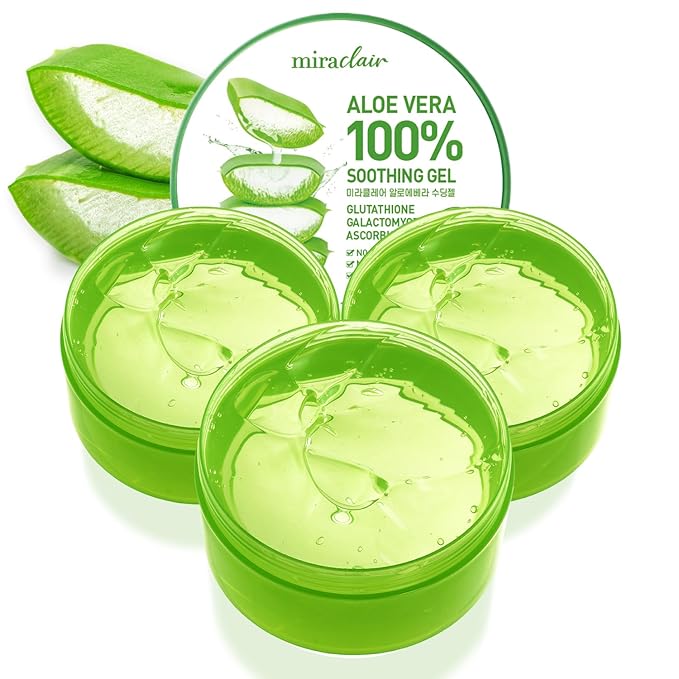 Aloe Vera Gel for Face, Skin, Hair & Sunburn Relief, Made with 100% Pure Aloe Gel for All Skin Types. Made in Korea. 300ml (10.1fl.oz) (3)-VivaGrace Women