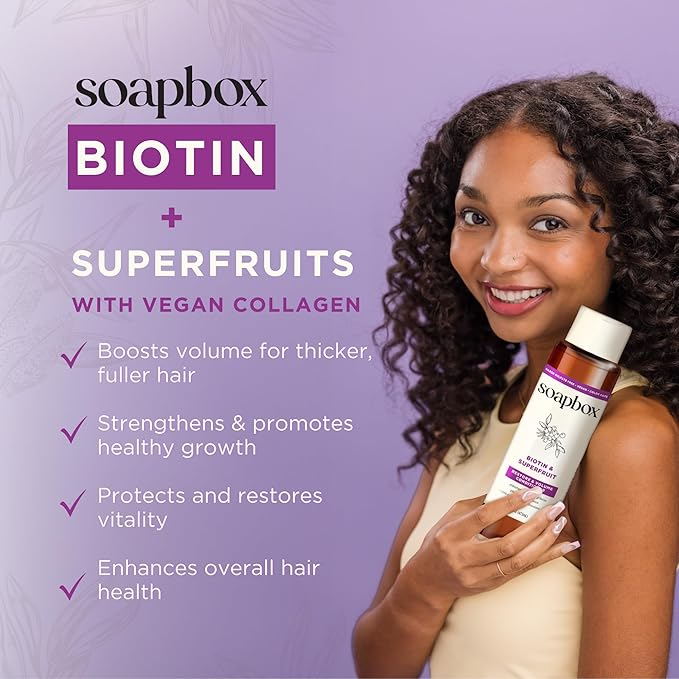 Soapbox Biotin & Superfruit Shampoo & Conditioner Set with Vegan Collagen, Aloe and Shea Butter, Pack of 2 Harsh Sulfate Free, Paraben & Silicone Free, 16 Ounces Each-VivaGrace Women