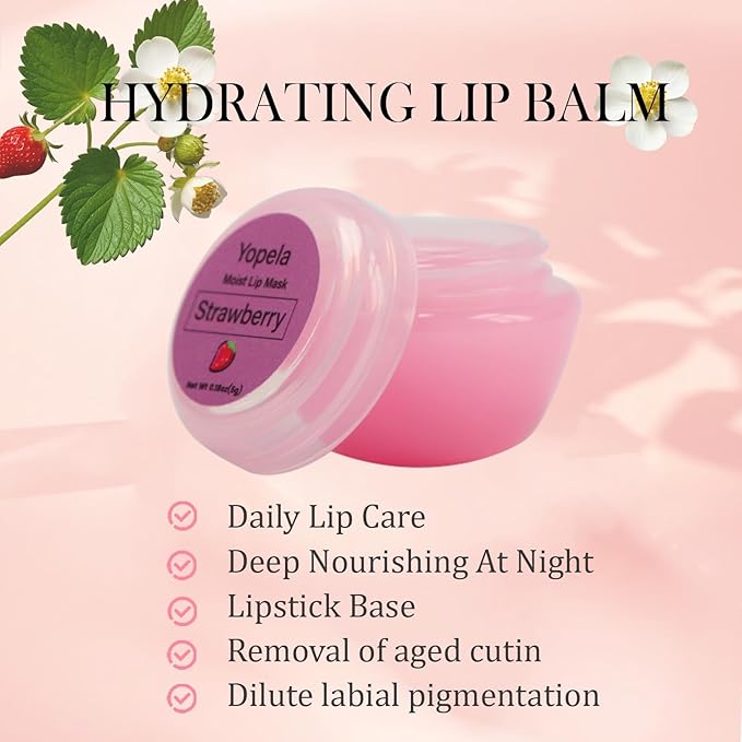6 Pack Cute Lip Mask Sleeping Overnight for Dry Lips with Coconut Oil and Beeswax -Smoothing Hydrating Softening Plumoing Moisturizing with Small Lip Brush 6 Flavors 0.18 oz-VivaGrace Women