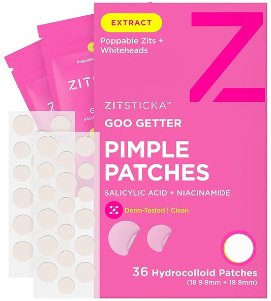 ZitSticka Pimple Patches for Face and Body, Hydrocolloid Patches to Cover Zits, Acne Patches or Zit Spot Stickers, Body Patch (GOO GETTER 36 Pack)-VivaGrace Women