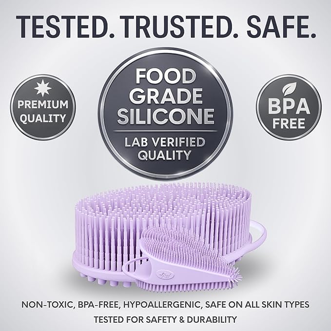 Avilana Silicone Body Scrubber – Gentle Shower Brush & Loofah Alternative- Food Grade & Lab Tested – Fast-Drying, Hygienic, BPA-Free Silicone Body Gentle Exfoliator (Lavender, Body & Face)-VivaGrace Women