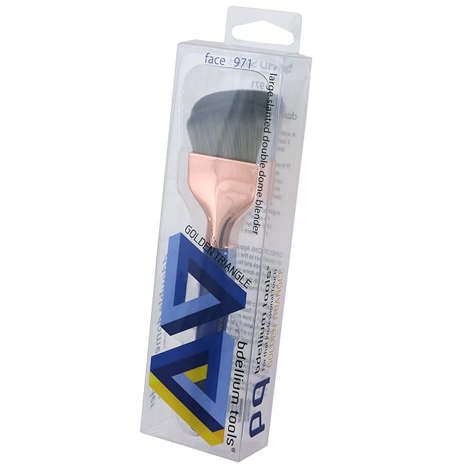 Bdellium Tools Professional Makeup Brush - Golden Triangle 971 Large Slanted Double Dome Blender - With All Vegan and Soft Synthetic Fibers, For Foundation Application & Blending (Blue, 1pc)-VivaGrace Women