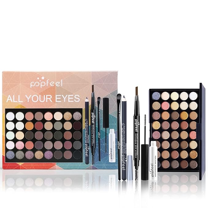 40 Colors Eyeshadow Palette All-in-one Holiday Makeup Gift Set | Full Makeup Kit for Women Essential Starter Bundle Include Eyebrow Pencil Eyeliner Mascara Soft Eye Shadow Brush-VivaGrace Women