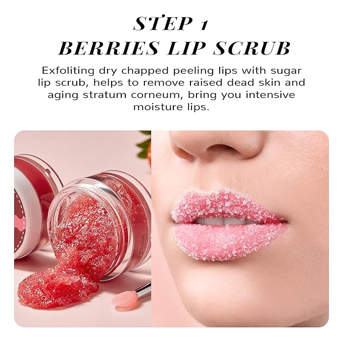 Lip Balm & Moisturizer Set, Lip Scrub & Lip Sleeping Mask- Overnight Treatment Lip Care Products | Moisturize & Nourish, Dry Cracked Lips, Intense Hydration with Vitamin C-VivaGrace Women