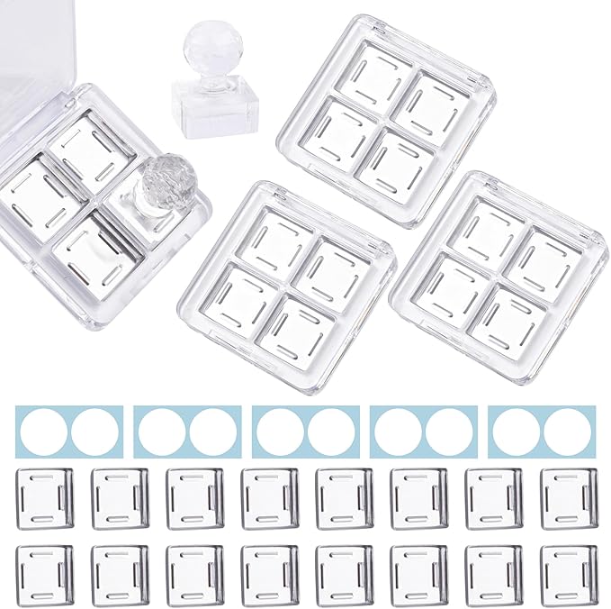 Framendino, 4 Sets Acrylic Empty Eye Shadow Pallet 4 Grids Eye Shadow Storage Case with Acrylic Seal for DIY Craft-VivaGrace Women