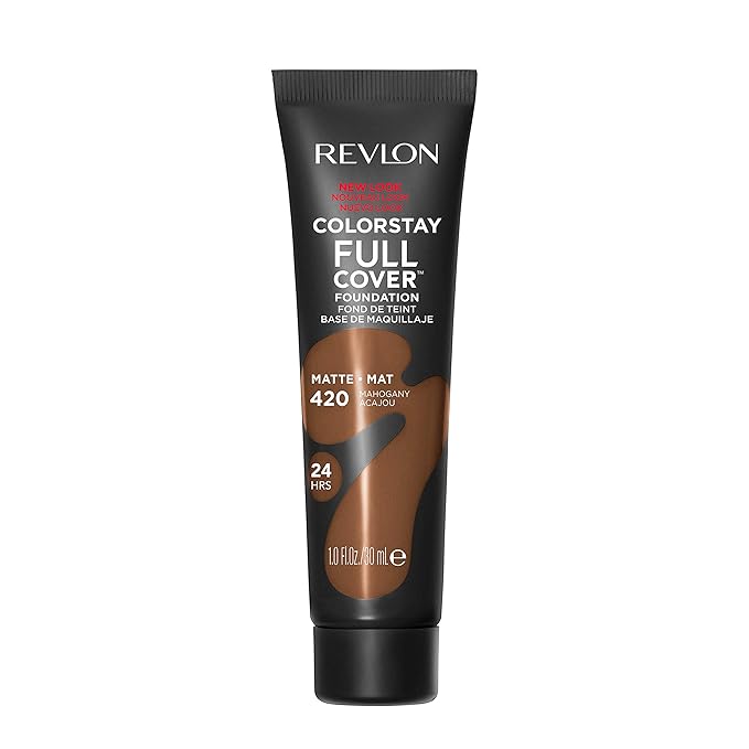 Revlon ColorStay Full Cover Longwear Matte Foundation, Heat & Sweat Resistant Lightweight Face Makeup, Mahogany (420), 1.0 oz-VivaGrace Women