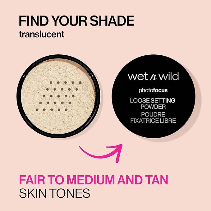 wet n wild Photo Focus Loose Baking Setting Powder, Highlighter Makeup, Fair to Medium & Tan Skin Tones, Translucent-VivaGrace Women