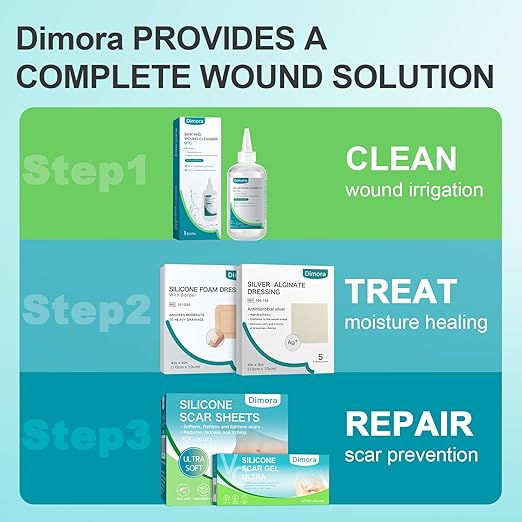 Dimora Hydrocolloid Wound Dressing, 10 Pack Ultra Thin 4" x 4" Large Patch Bandages with Self-Adhesive, Fast Healing for Bedsore, Burn, Blister, Acne Care, Sterile and Waterproof-VivaGrace Women