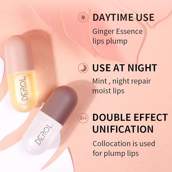 2Pcs Lip Plumper Set, Natural Lip Plumper kit, Day and Night Lip Plumper, Softer Bigger Fuller Cosmetics Plumper Lips-VivaGrace Women