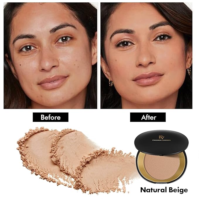 FV Setting Powder, Oil-Control, Long-Lasting, Medium Coverage Pressed Face Powder Makeup, Matte Finish for Oily, Dry & Normal Skin, Natural Beige, 0.28 Oz-VivaGrace Women