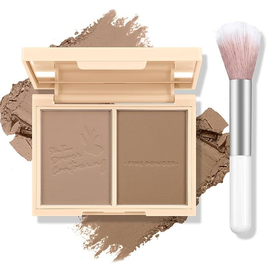 Boobeen Highlighter Contour Makeup Palette Face Matte Bronzer Powder, Compact Contouring Blush for Cheeks, Natural Long Lasting with Brush-VivaGrace Women