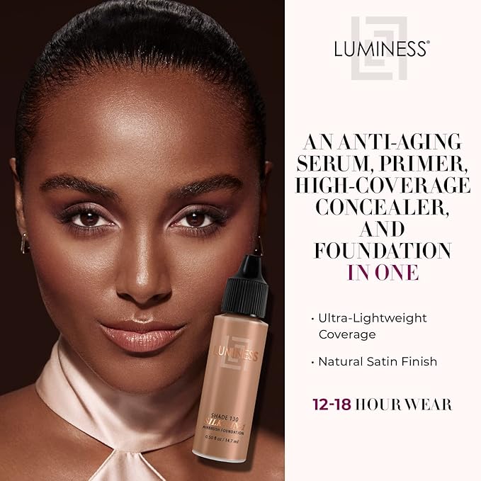 Luminess Air Silk 4-In-1 Airbrush Foundation- Foundation, Shade 130 (.5 Fl Oz) - Sheer to Medium Coverage - Anti-Aging Formula Hydrates and Moisturizes - Professional Makeup Kit for Cordless Air Brush-VivaGrace Women