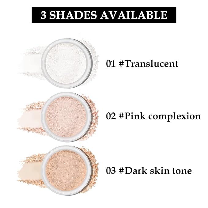 Boobeen Loose Face Powder Translucent Setting Powder Oil Control Loose Powder, Soft Focus Effect Makeup Loose Setting Powder, Lightweight Shine Control Matte Finishing, with Puff-VivaGrace Women