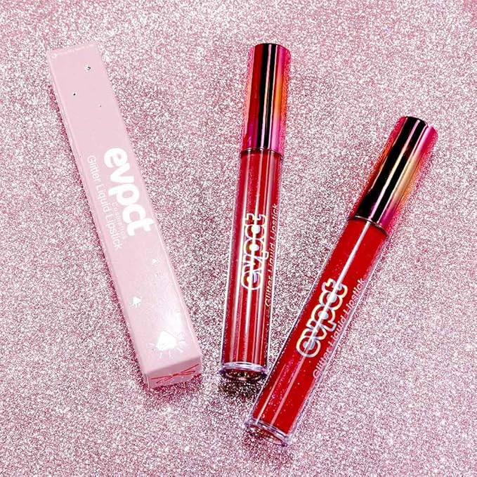 eevpct 2Pcs Mauve Red & Wine Red Matte to Glitter Liquid Lipstick Set Kit for Women Long Lasting Glossy Metallic Shimmer Sparkle Lipstick Lip Gloss 2+6-VivaGrace Women
