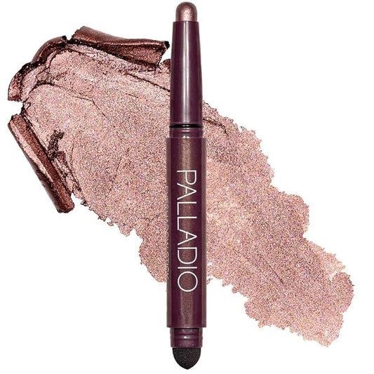 Palladio Waterproof Eyeshadow Stick with Blending Sponge, Long Lasting & Effortless Application, Smudge Free & Crease Proof Formula, Matte & Shimmer Shades, Buildable Eye Shadow (Burgundy Shimmer)-VivaGrace Women