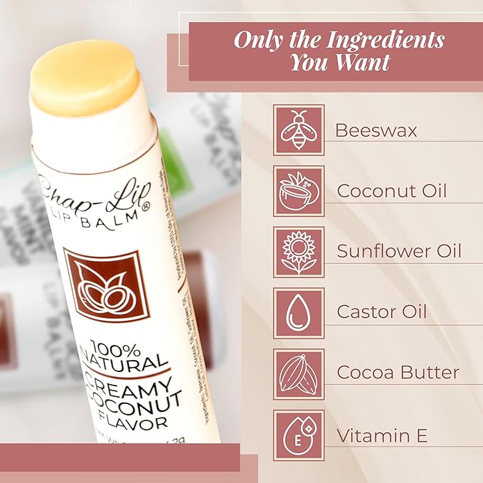 100% Natural Lip Balm Set - Hydrating and Moisturizing Beeswax Natural 4 Flavor Assortment - Lip Moisturizer for Dry Lips - Cocoa Butter - Petroleum Free Pack of 24-VivaGrace Women
