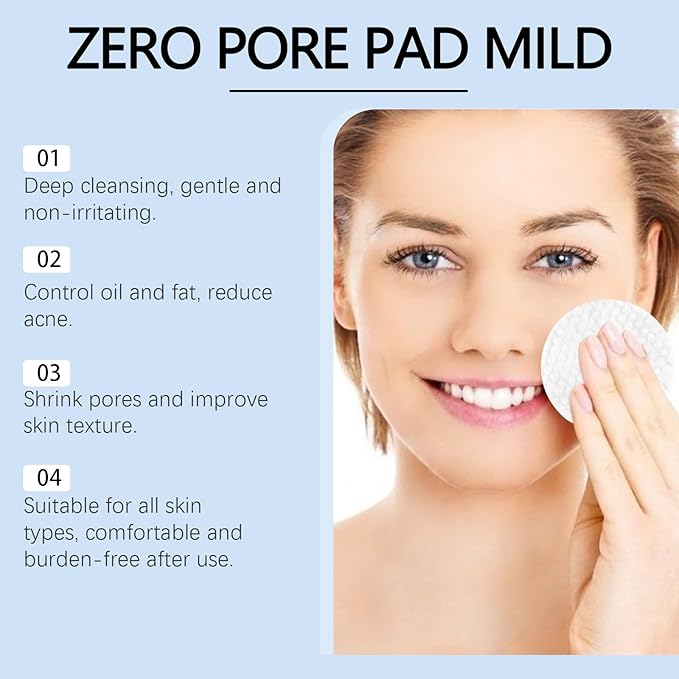 Zero Pore Facial Toner Pads 2.0, Dual-Textured, 4.5% AHA Lactic Acid, 0.45% BHA Salicylic Acid, 70 Count-VivaGrace Women