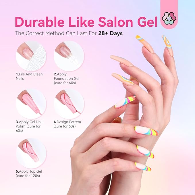 SAVILAND Nail Gel - 36 Colors Liner Set With Art Brushes, Soak Off Pen, Pink Polish for Salon DIY At Home, Beginner-Friendly Manicure Kit