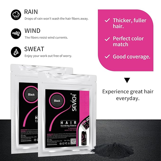 SEVICH Hair Fibers Refill 100g - Compatible with Most Brand Bottles | Hair Building Fibers for Thinning Hair | Instant Thickening Powder for Men & Women | 5-Second Natural Coverage,Medium Brown-VivaGrace Women