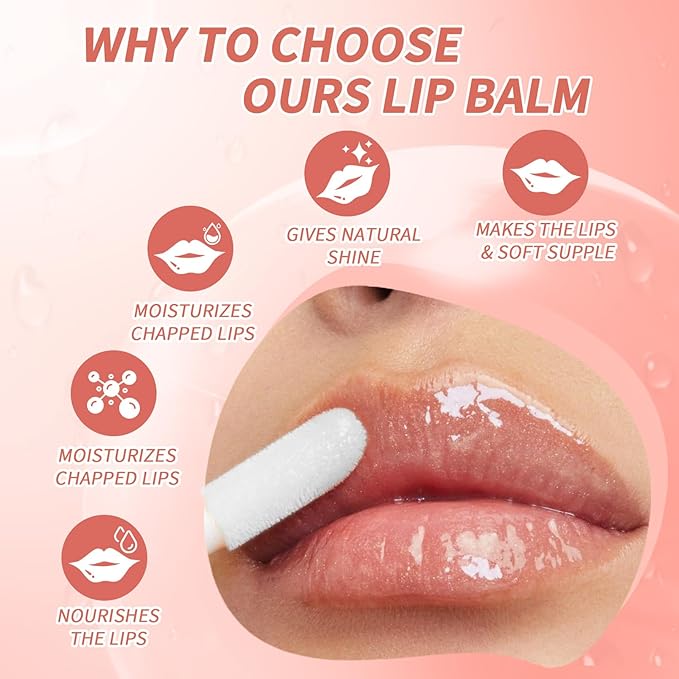 Plumping Lip Oil, Long Lasting Hydrating Lip Stain Lip Balm Raspberry Fruit Revitalizing, Transparent Lip Care Oil for Dry Lip (Raspberry Red)-VivaGrace Women