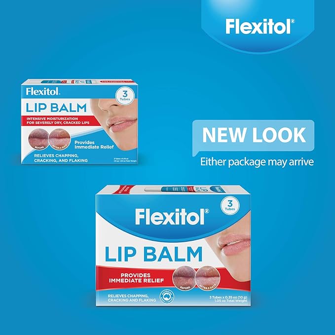 Flexitol Lip Balm, 0.35 Ounce Tube, Cream White, 3 Count (Pack of 1)-VivaGrace Women