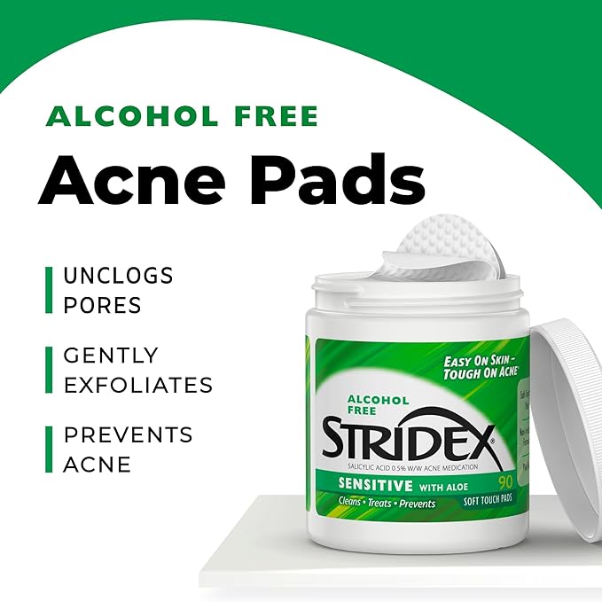 Stridex Medicated Acne Pads, Sensitive, 90-count, (Pack of 3)