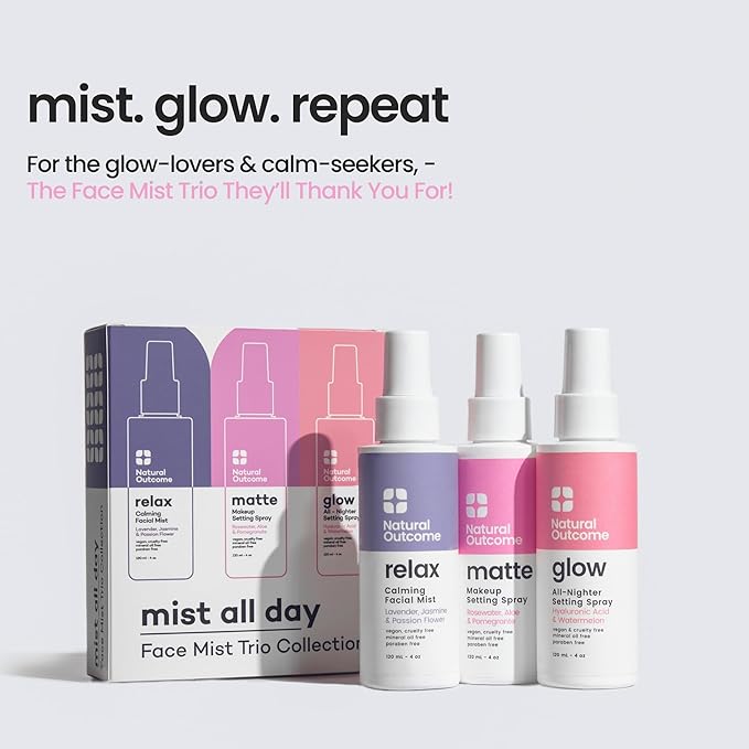 Face Mist Trio Collection – Hydrating Facial Mist Spray for Glowing Skin – Rosewater, Lavender & Hyaluronic Acid – Makeup Setting & Refreshing Face Spray Mist-VivaGrace Women