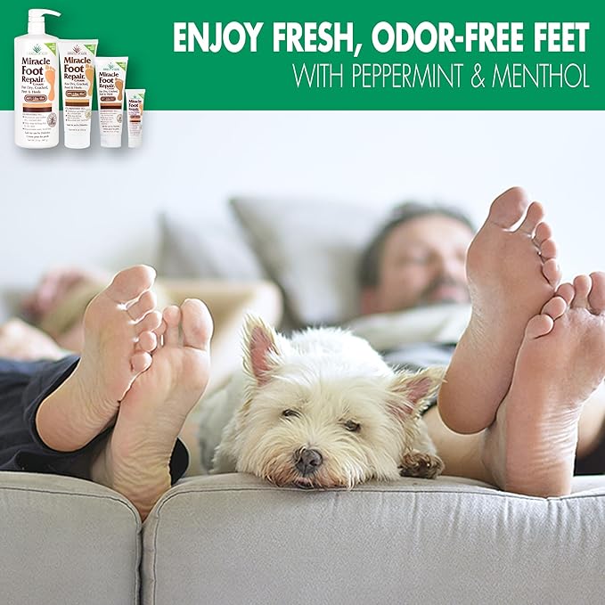 Miracle Foot Repair Cream (32 oz) Repairs Dry Cracked Heels and Feet, 60% Pure UltraAloe Moisturizes, Softens, and Repairs