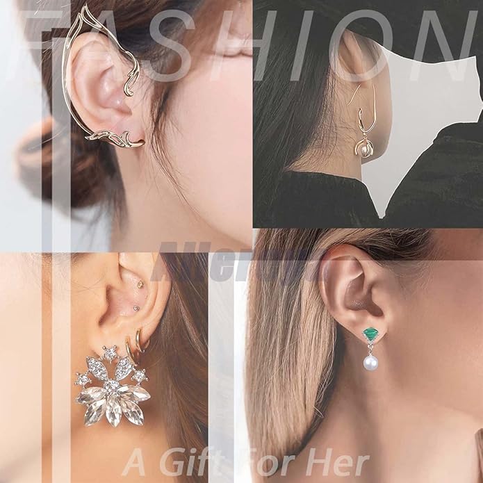 Vintage Crystal Emerald Leaf Dangle Earrings Green Rhinestone Leaf Drop Earrings Green Cz Leaf Earrings Crystal Leaf Hoop Earrings Jewelry for Women-VivaGrace Women