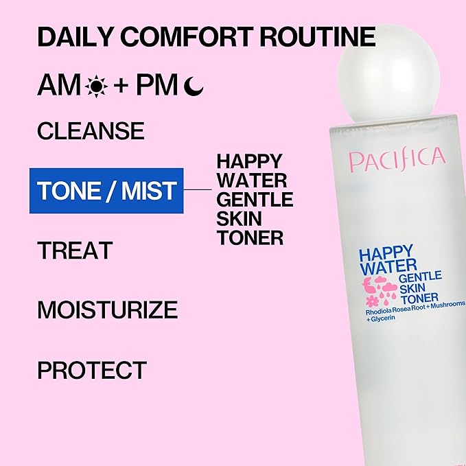 Pacifica Happy Water Hydrating Facial Toner Mist – Vegan Ceramides, Hyaluronic Acid & Electrolytes, Refreshing & Calming for Balanced Skin, Clean Beauty, Vegan, Cruelty-Free, All Skin Types, 4 oz-VivaGrace Women