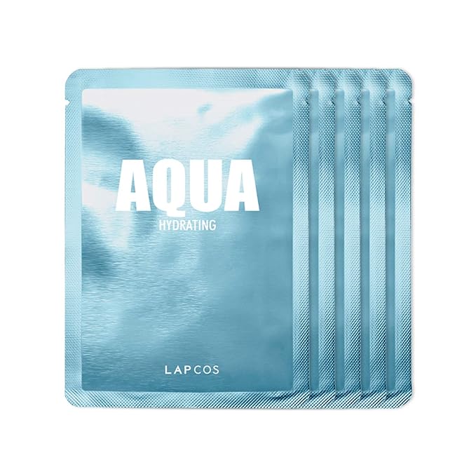 LAPCOS Aqua Sheet Mask, Hydrating Daily Face Mask with Seawater and Plankton Extract to Nourish Skin, Korean Beauty Favorite, 5-Pack-VivaGrace Women