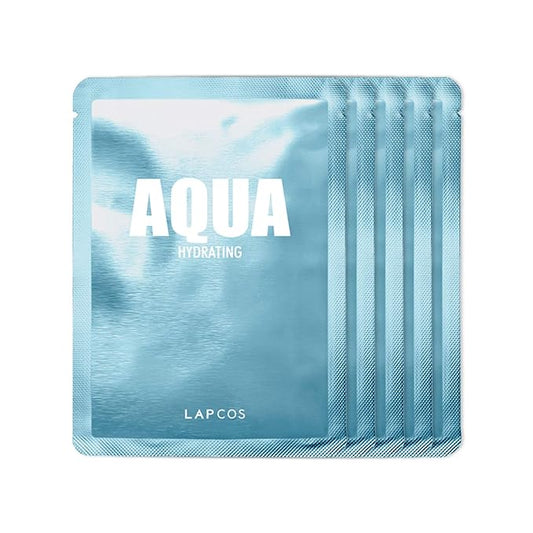 LAPCOS Aqua Sheet Mask, Hydrating Daily Face Mask with Seawater and Plankton Extract to Nourish Skin, Korean Beauty Favorite, 5-Pack-VivaGrace Women