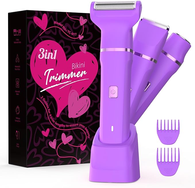 Electric Shaver for Women - Cordless Dermave Bikini Trimmer for Lady's Beauty, Painless Facial Hair Removal Device with Low Noise, Detachable Head, Fast Charging, 2025 Beach Vacation Essentials-VivaGrace Women