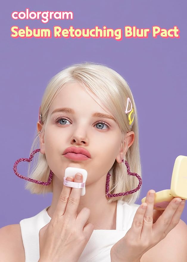 Colorgram Sebum Retouching Blur Pact | Poreless-Looking Pressed Setting Face Powder for Normal to Oily Skin, Provides Weightless, Matte Finish with Soft Focus Effect-VivaGrace Women
