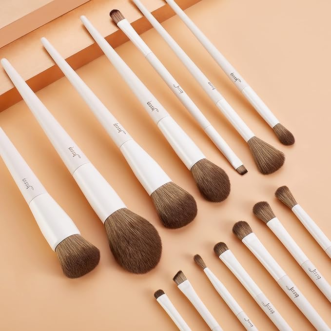 Jessup Makeup Brushes 14Pcs Makeup Brush Set Premium Synthetic Powder Foundation Contour Blush Concealer Eye Shadow Blending Liner Make Up Brush Kit Light Grey T329-VivaGrace Women