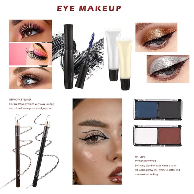 All in One Makeup Kit for Teens, 106 Pcs Professional Makeup Kit for Women Full Kit, Include Eyeshadow Palette, Lipstick Set, Concealer, Foundation, Lipgloss, Makeup Brush(Red)-VivaGrace Women