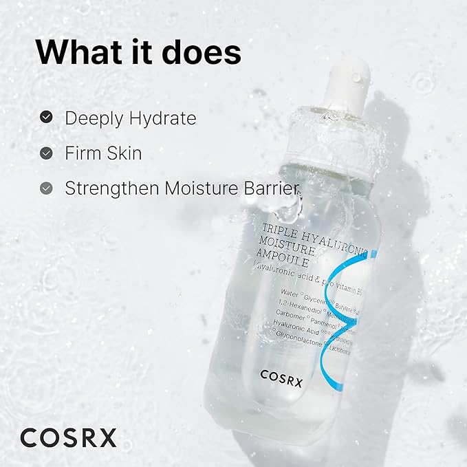 COSRX Hydrium Triple Hyaluronic Moisture Ampoule, 40ml / 1.35 fl.oz | Hyaluronic Acid Viscous Serum | Korean Skin Care, Animal Testing Free, Paraben Free-VivaGrace Women