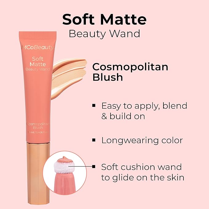 MCoBeauty Soft Matte Beauty Wand, Cosmopolitan Blush, Velvety Finish of Buildable Color, Vegan, Cruelty Free Cosmetics-VivaGrace Women