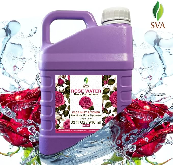 SVA Rose Water - 32 Fl oz - Refreshing Rose Water Spray for Skin Care, Skin Hydration, Bath, Soaps, Haircare & Aromatherapy-VivaGrace Women