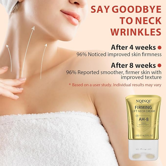 AH-8 Firming Neck Cream with Roller - Neck and Chest Firming Cream to Lift, Tighten & Smooth Sagging Skin, Reduce Wrinkles & Hydrate for Youthful Neck, 4.23 Fl Oz-VivaGrace Women