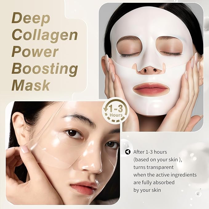ISTON 6 Pack Bio-Collagen Real Deep Anti Wrinkle Lifting Mask,Overnight Hydrating Face Mask for All Skin Types -Pore Minimizing,Elasticity Enhancing,Firming,Moisturizing-VivaGrace Women