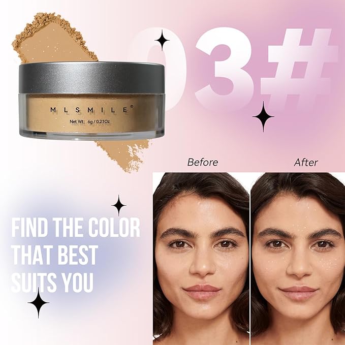Loose Face Powder Setting Powder, Shimmer Glitter Loose Powder, Matte Finishing Powder Shine, Waterproof, Oil Control, Lightweight Face Powder Makeup for All Skin Tones (Dark Complexion Shimmer)-VivaGrace Women