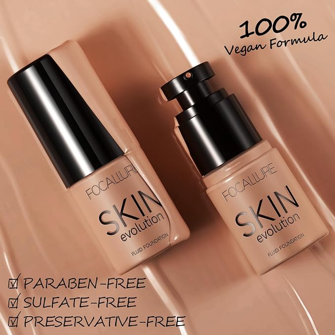 FOCALLURE 2 Pcs Liquid Foundation, Skin Evolution Foundation + Concealer, Full Coverage Foundation Makeup, Durable, Waterproof, Oil-Control, Hides Wrinkles & Lines, Honey-VivaGrace Women