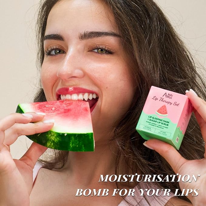 Lip Mask Set, Lip Scrub & Lip Butter, Overnight Lip Treatment Set Enriched With Skin Softening Ceramide & Watermelon and Hydrating Shea Butter, For A Softer & Smoother Pout-VivaGrace Women